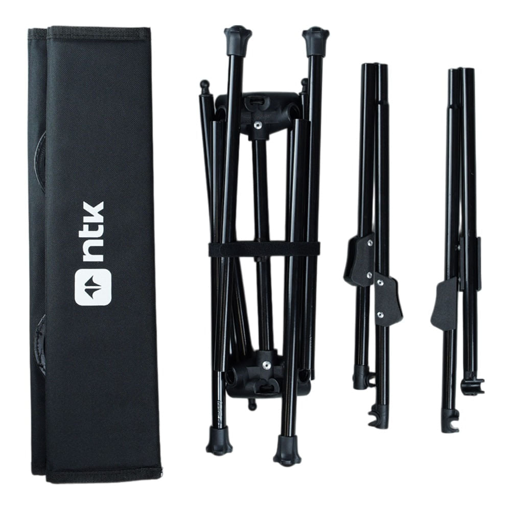 Mesa Dobrável Mobi Estrutura de Aço Porta-copos Preto NTK