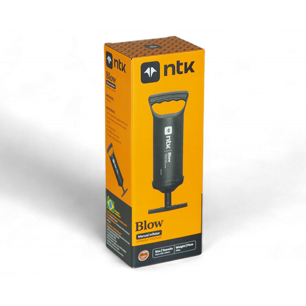 Inflador Bomba de Ar Manual Blow com 3 Tipos de Bicos Preto NTK
