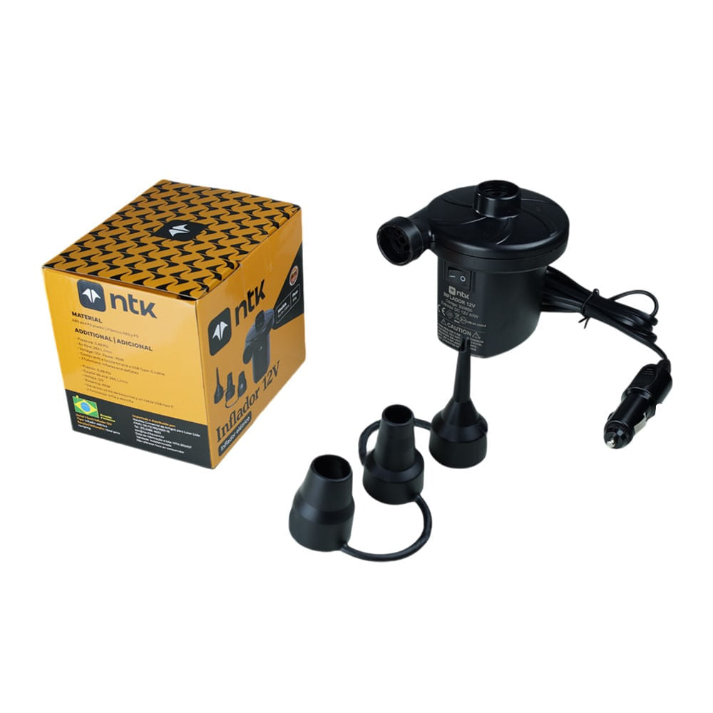 Inflador 12V com Estrutura em Plástico ABS e PS Compacto NTK