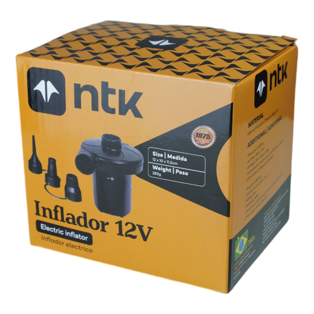 Inflador 12V com Estrutura em Plástico ABS e PS Compacto NTK