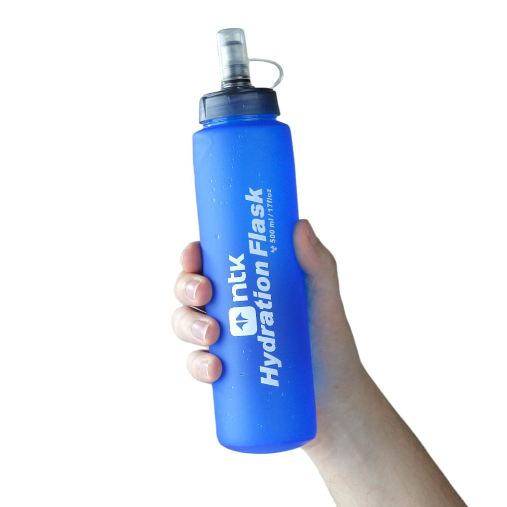 Garrafa Flexível Flask 500ml com Bico Anti Vazamento para Atividades ao Ar Livre Azul NTK