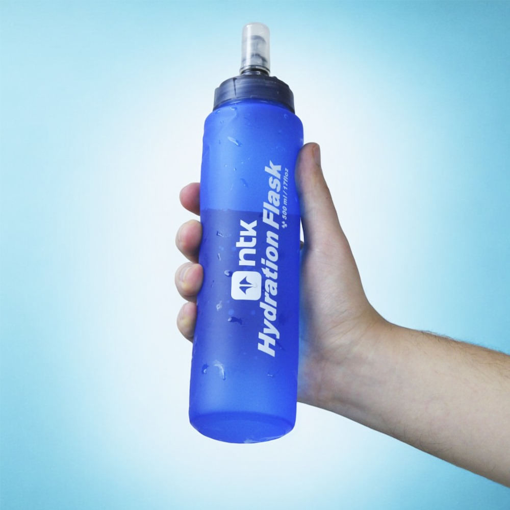 Garrafa Flexível Flask 500ml com Bico Anti Vazamento para Atividades ao Ar Livre Azul NTK