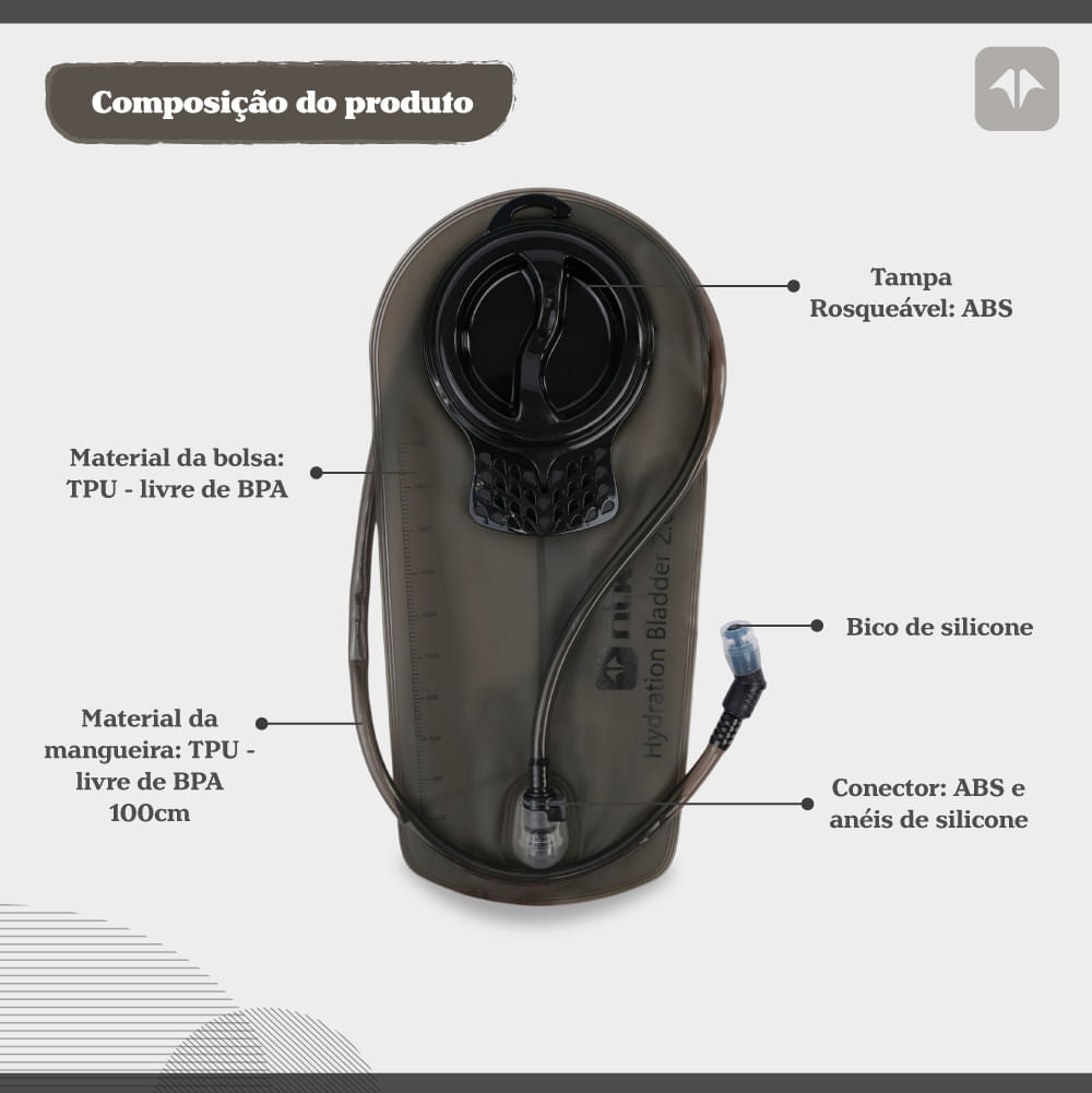 Reservatório de Hidratação Hidrabag 2.0L com Tampa Rosqueável NTK