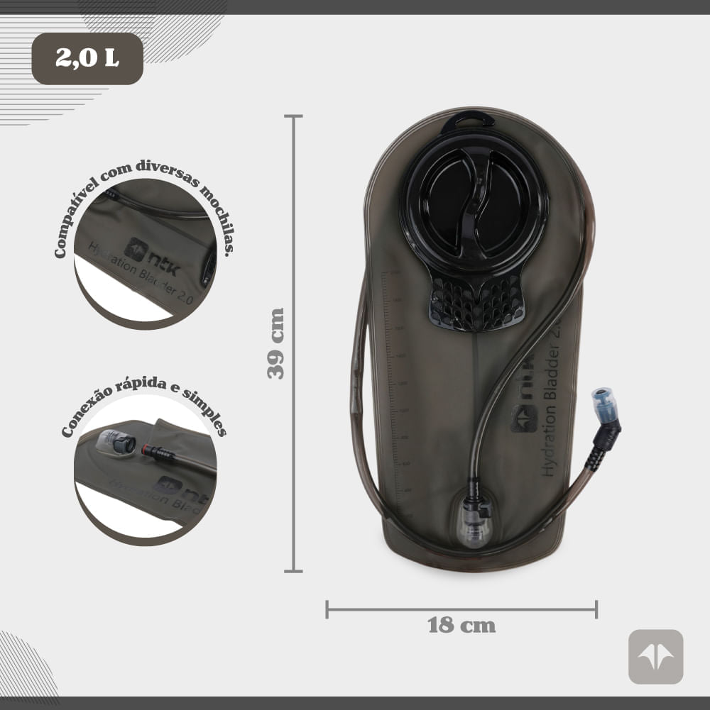 Reservatório de Hidratação Hidrabag 2.0L com Tampa Rosqueável NTK
