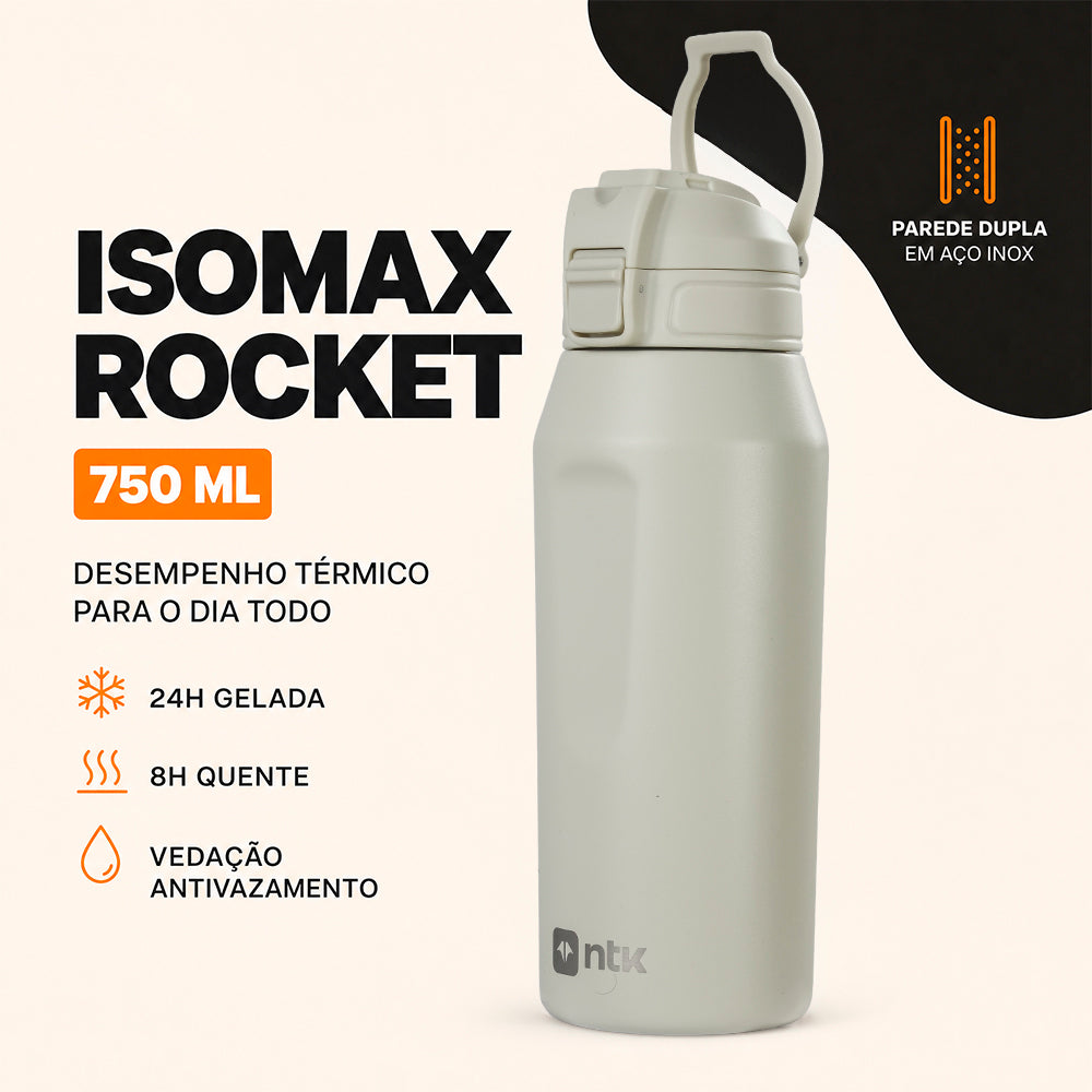 Garrafa Térmica Isomax Rocket 750ml NTK em Aço Inox com Vedação Antivazamento