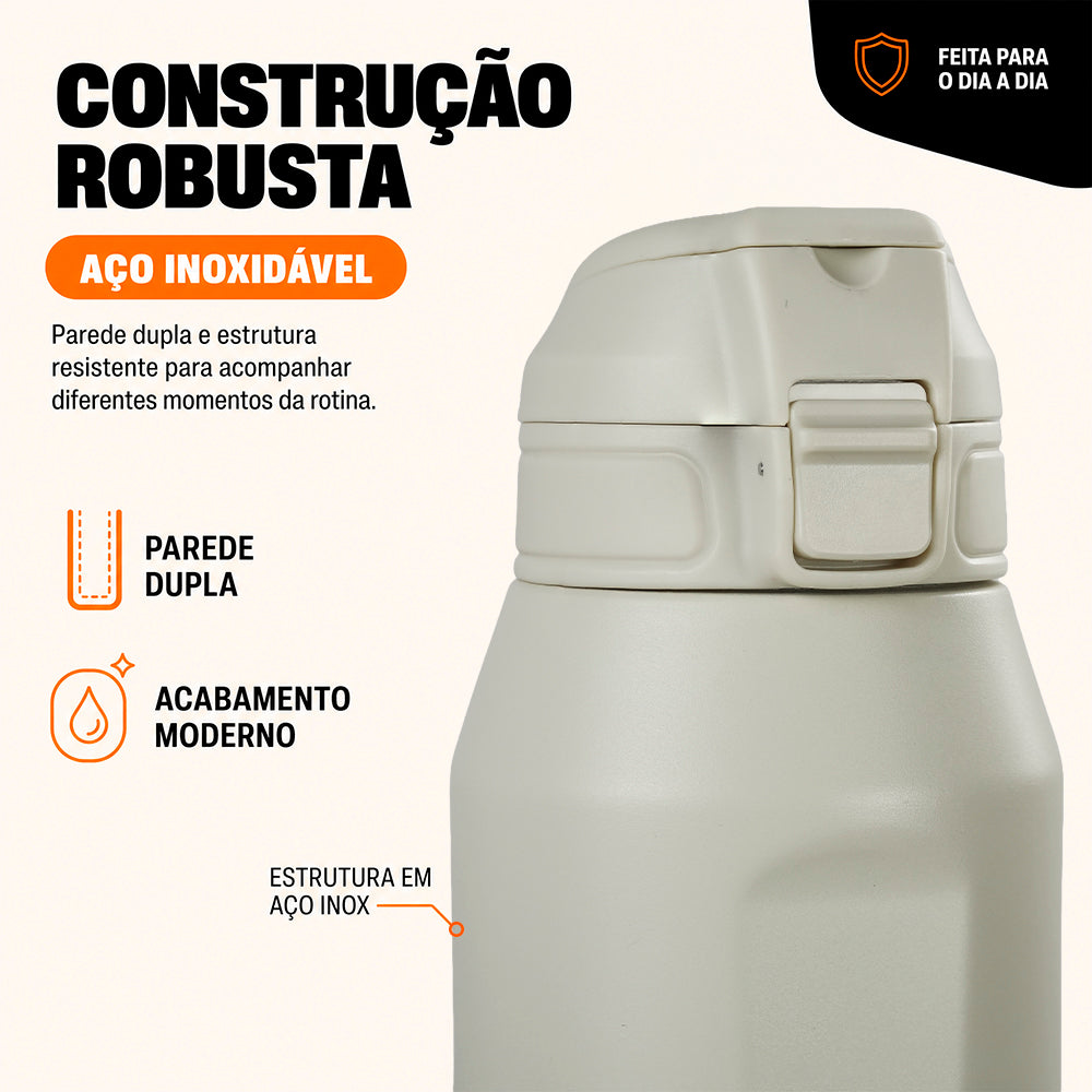 Garrafa Térmica Isomax Rocket 1L NTK em Aço Inox Conserva Bebidas 24h Geladas e 8h Quentes
