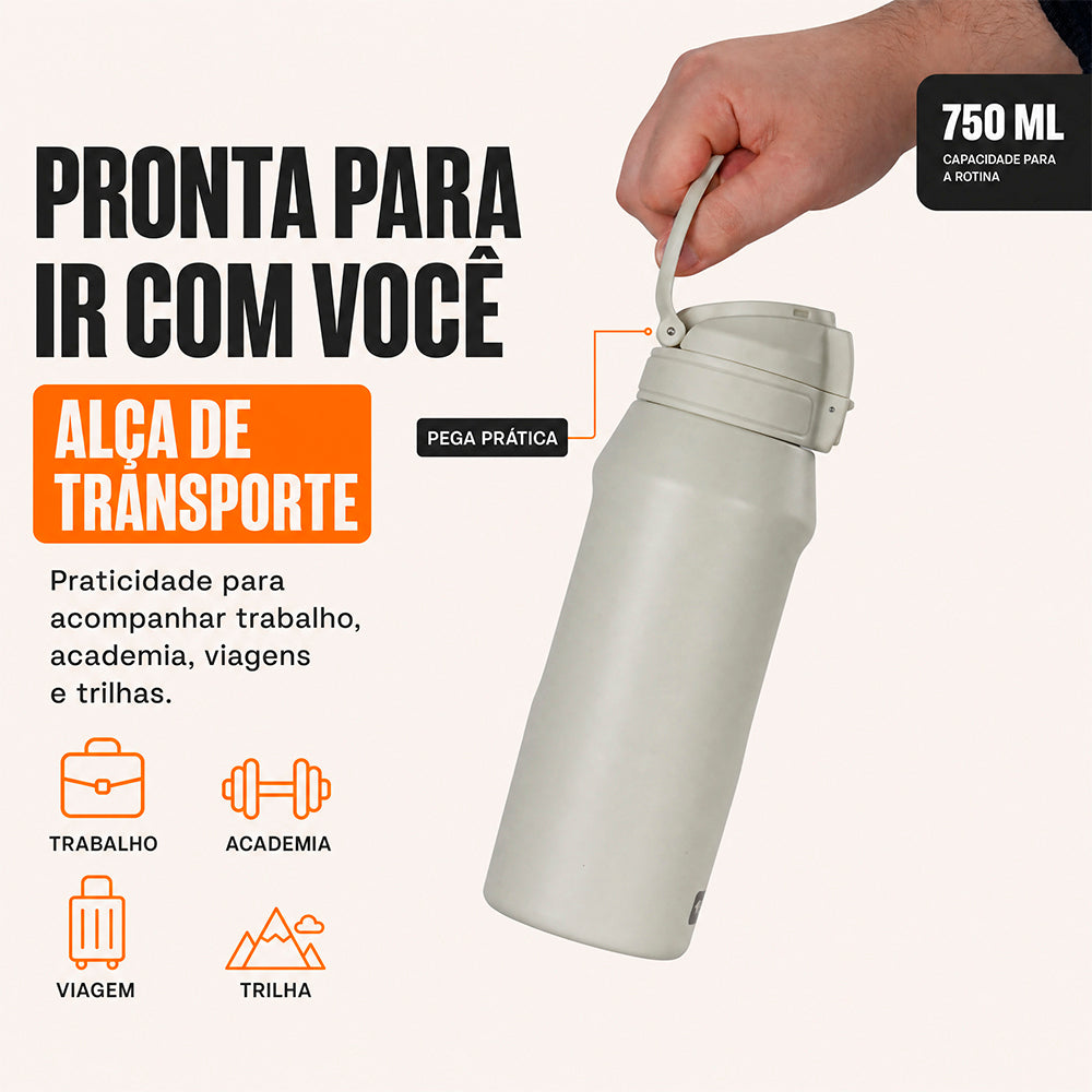 Garrafa Térmica Isomax Rocket 1L NTK em Aço Inox Conserva Bebidas 24h Geladas e 8h Quentes