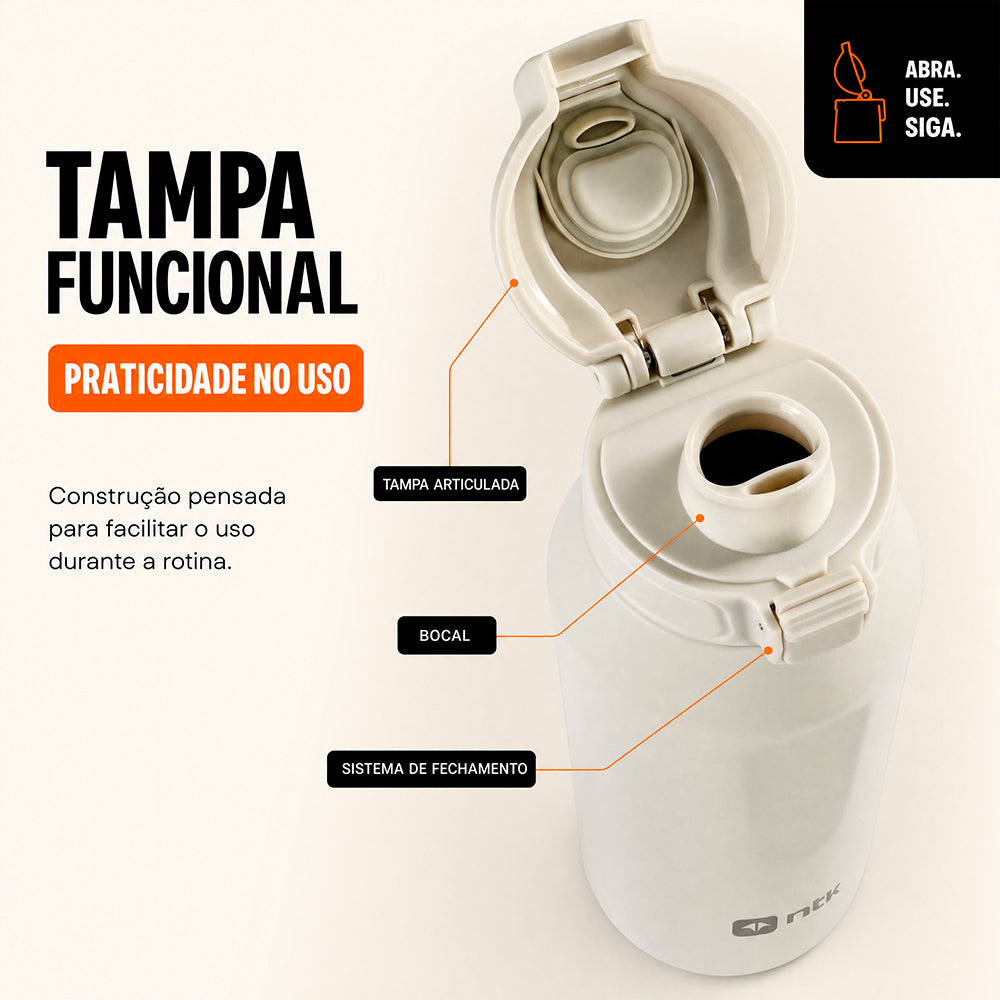 Garrafa Térmica Isomax Rocket 1L NTK em Aço Inox Conserva Bebidas 24h Geladas e 8h Quentes