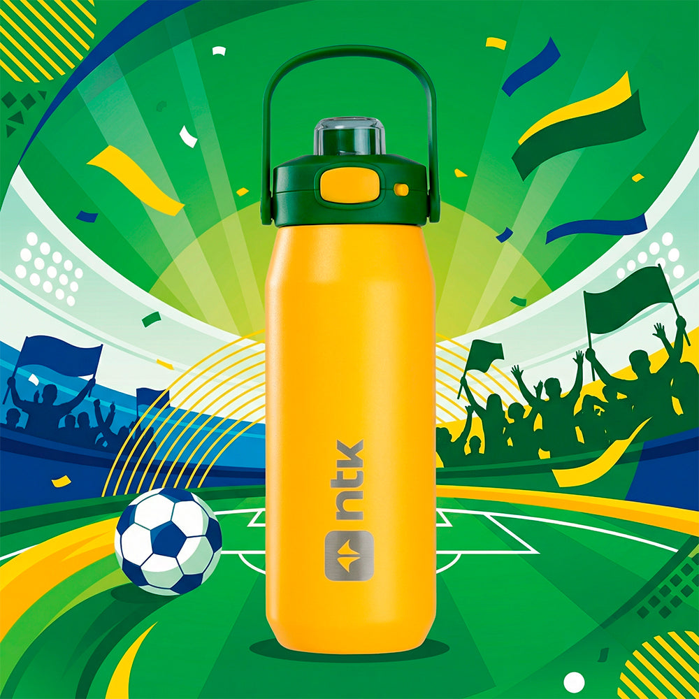 Garrafa Térmica Isomax Brasil 750ml NTK Bebidas Geladas por 24h e Quentes por 8h | Especial Copa do Mundo