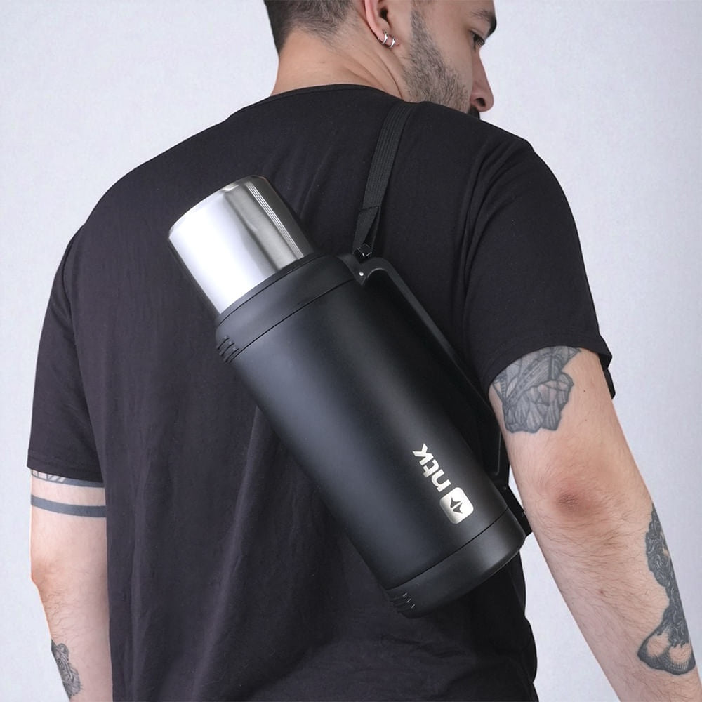 Garrafa Térmica NTK Isomax 1,5L Inox com Alça Retrátil