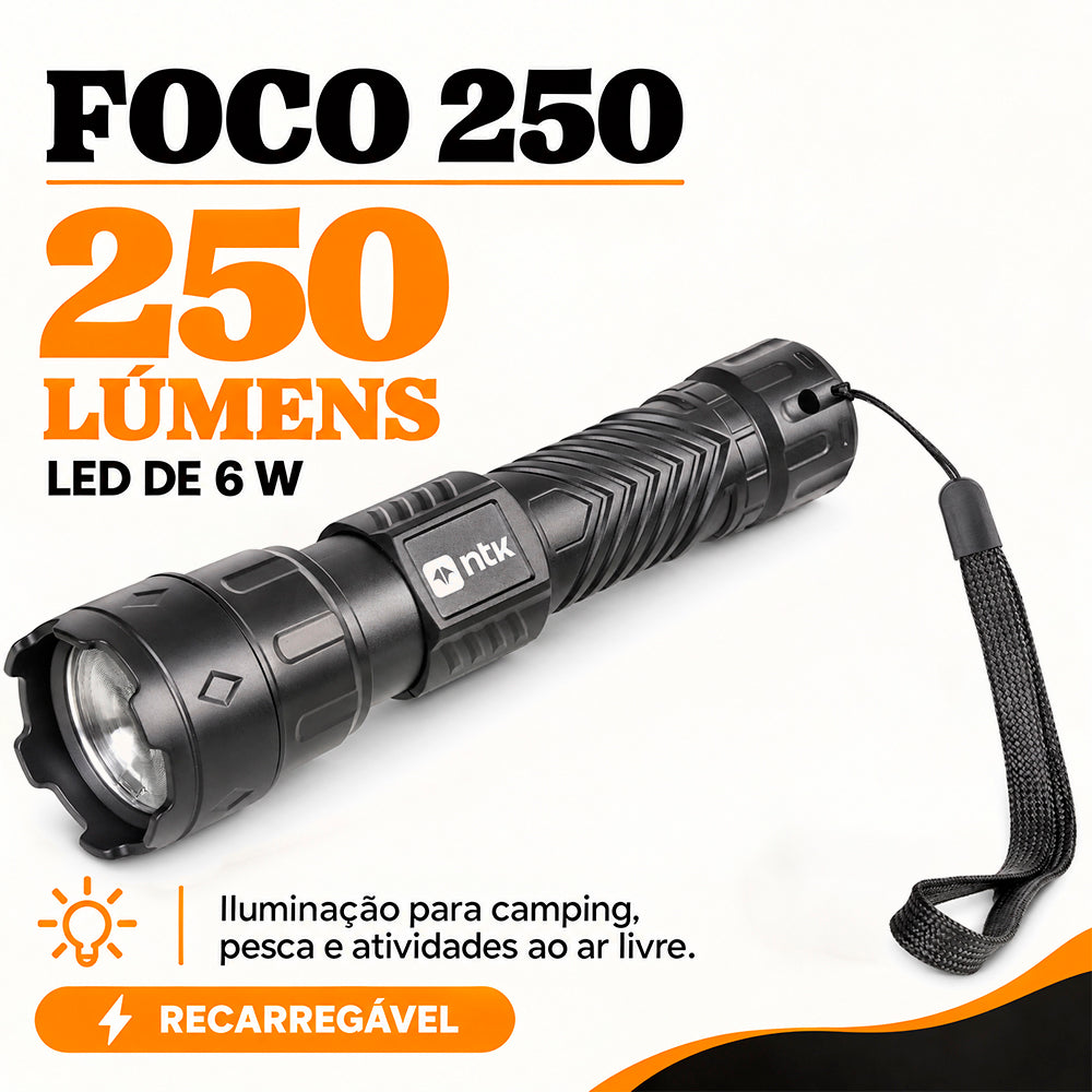Lanterna Recarregável Foco 250 Lumens USB-C NTK