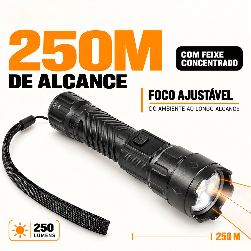 Lanterna Recarregável Foco 250 Lumens USB-C NTK
