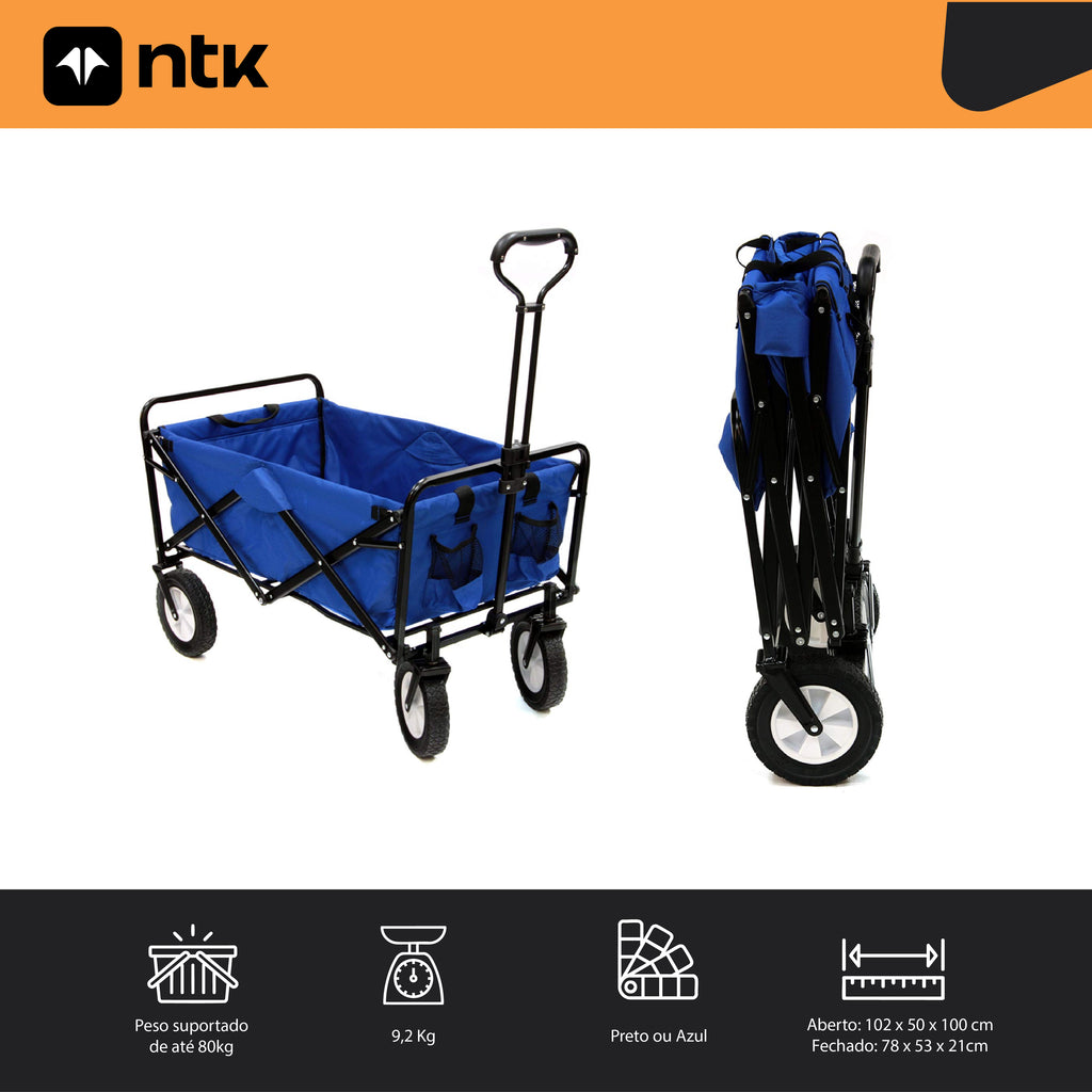 Carrinho de Transporte Dobrável 80Kg Wagon NTK