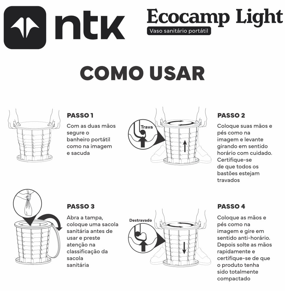 Banheiro portátil Ecocamp Light de 15 litros NTK