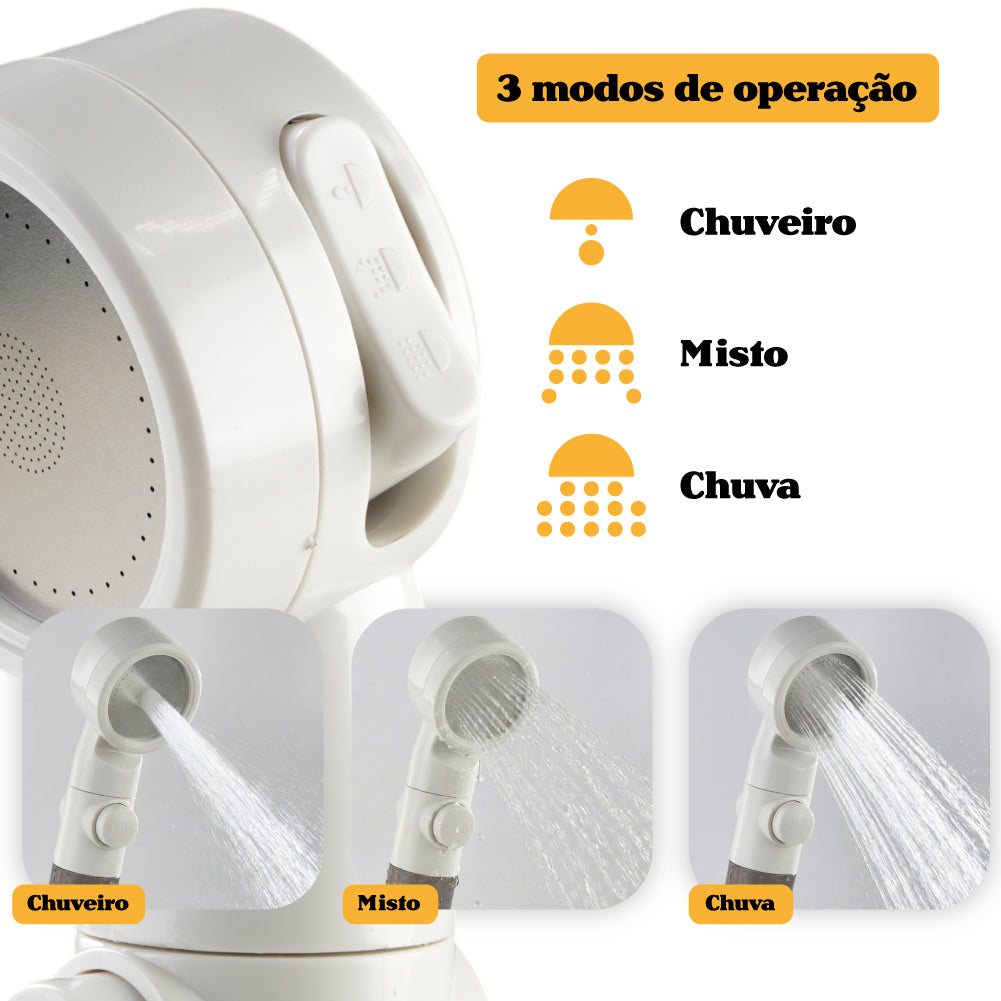 Ducha Recarregável Tucano NTK USB-C 2,2m com Controle de Vazão e 3 Modos