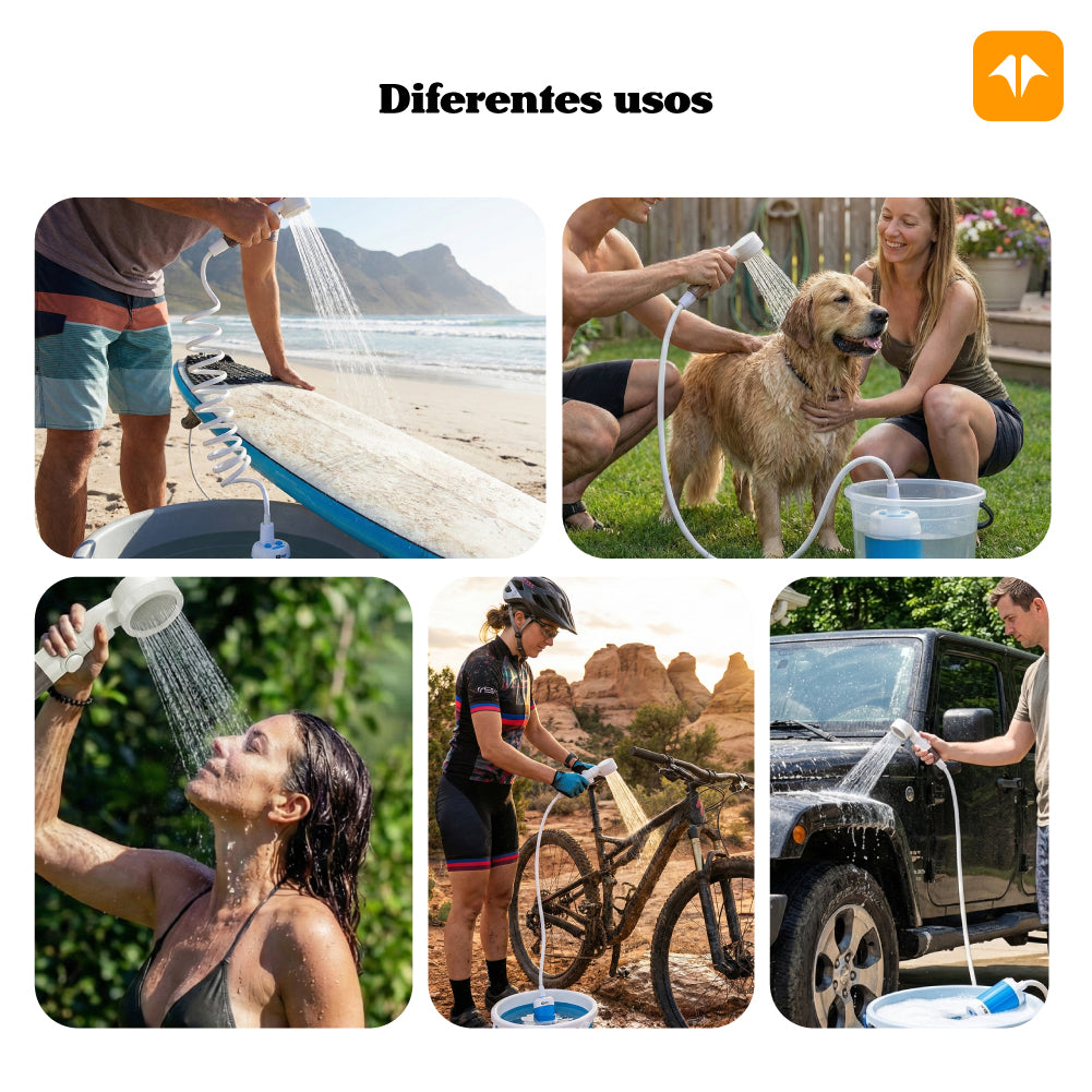 Ducha Recarregável Tucano NTK USB-C 2,2m com Controle de Vazão e 3 Modos