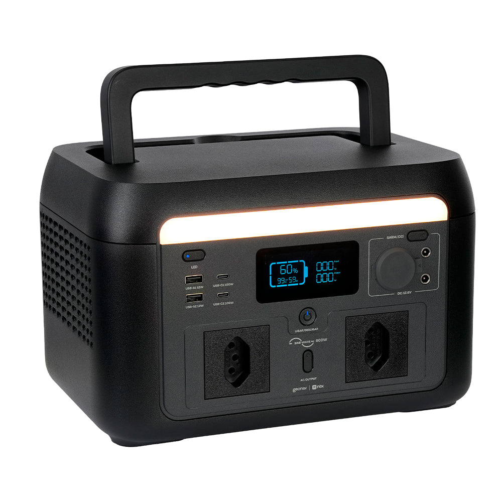 Estação de Energia Portátil 600W com Bateria LiFePO4