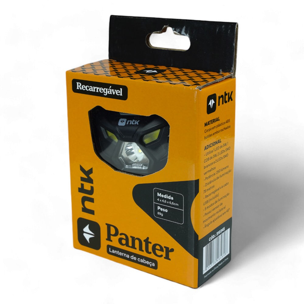 Lanterna de Cabeça Panter 250 Lumens ABS NTK