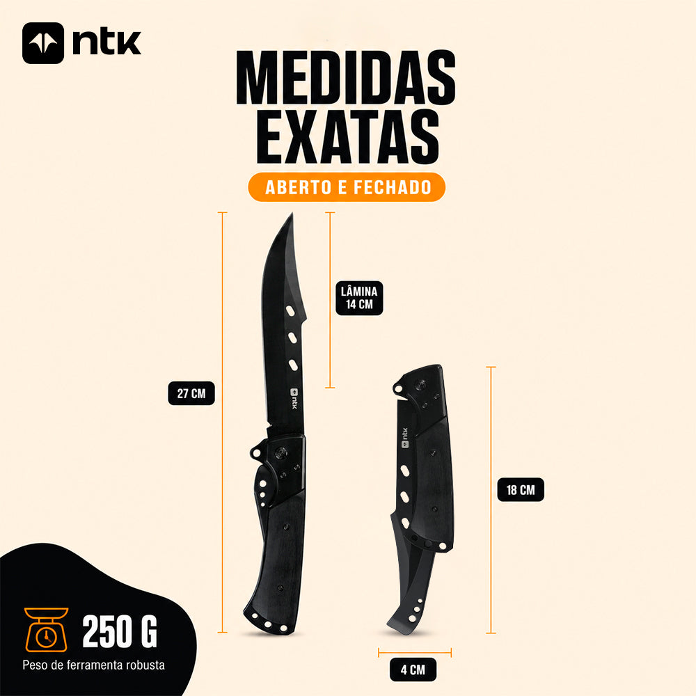 Canivete Dobrável KN6 NTK Cabo em Madeira