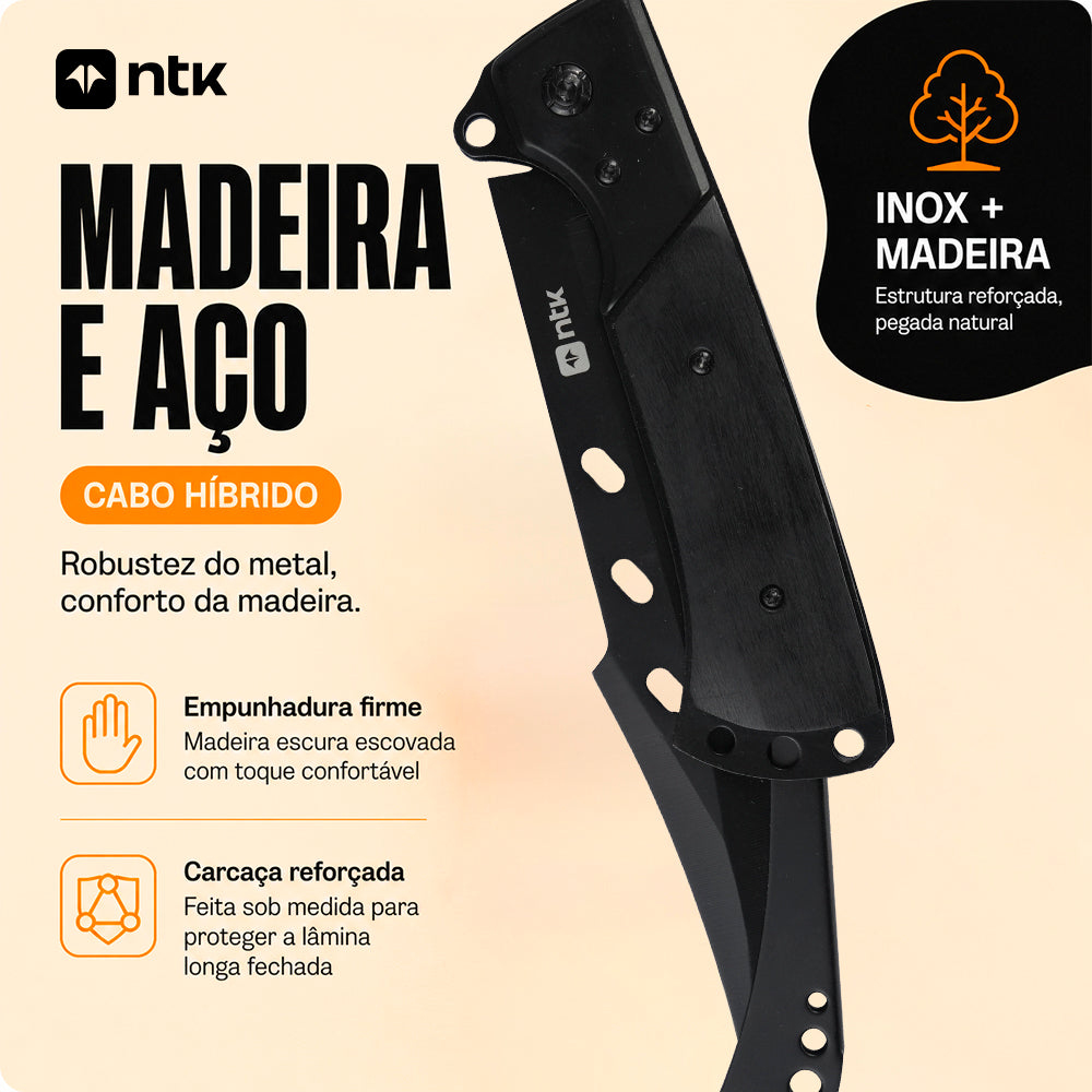 Canivete Dobrável KN6 NTK Cabo em Madeira