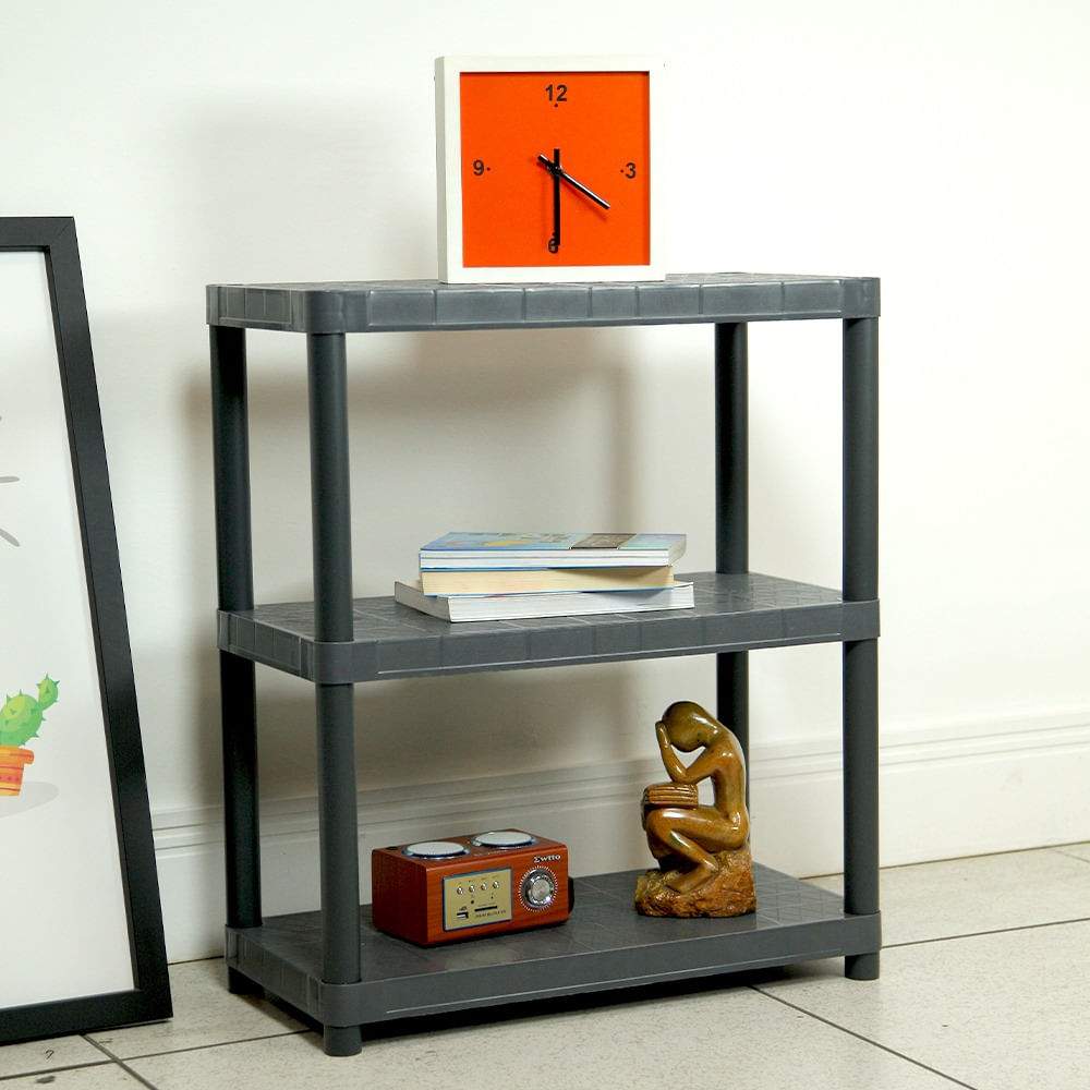 Estante Multiuso 3 Prateleiras Estrutura Plástica 67,1 x 51,5 Cinza NTK