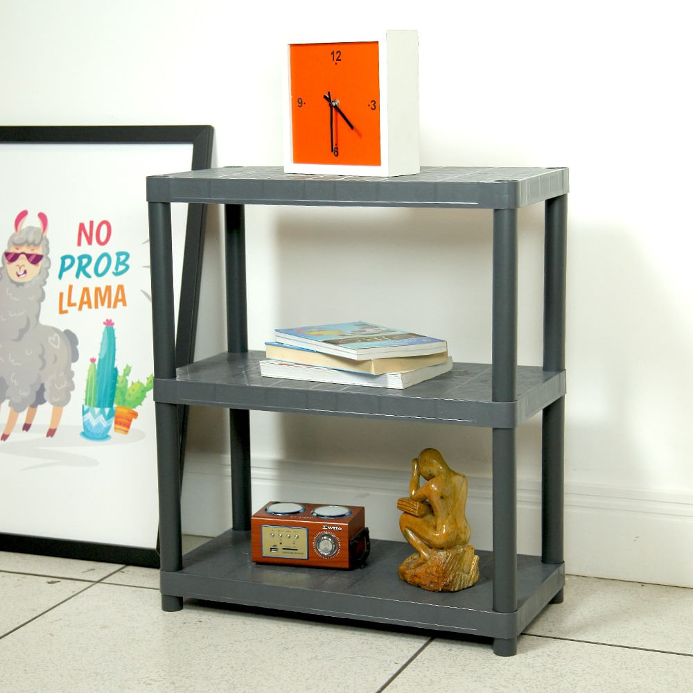 Estante Multiuso 3 Prateleiras Estrutura Plástica 67,1 x 51,5 Cinza NTK