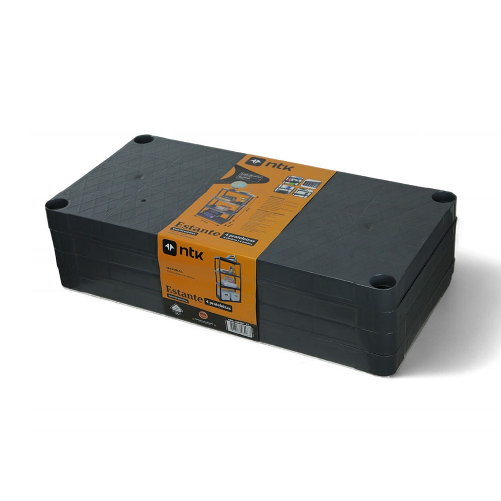 Estante Multiuso 4 Prateleiras Estrutura Plástica 95 x 57,3 Cinza NTK