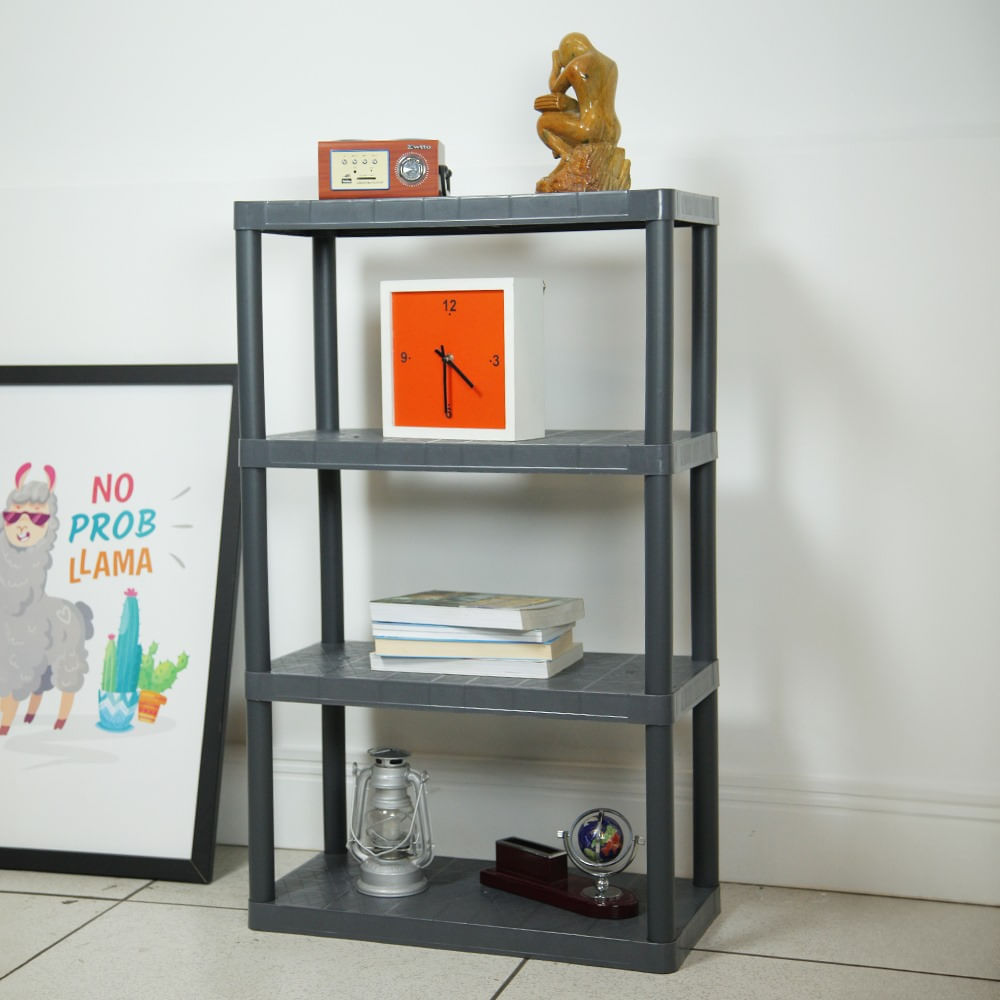 Estante Multiuso 4 Prateleiras Estrutura Plástica 95 x 57,3 Cinza NTK