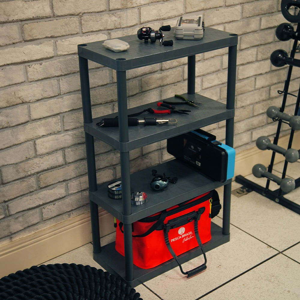 Estante Multiuso 4 Prateleiras Estrutura Plástica 95 x 57,3 Cinza NTK