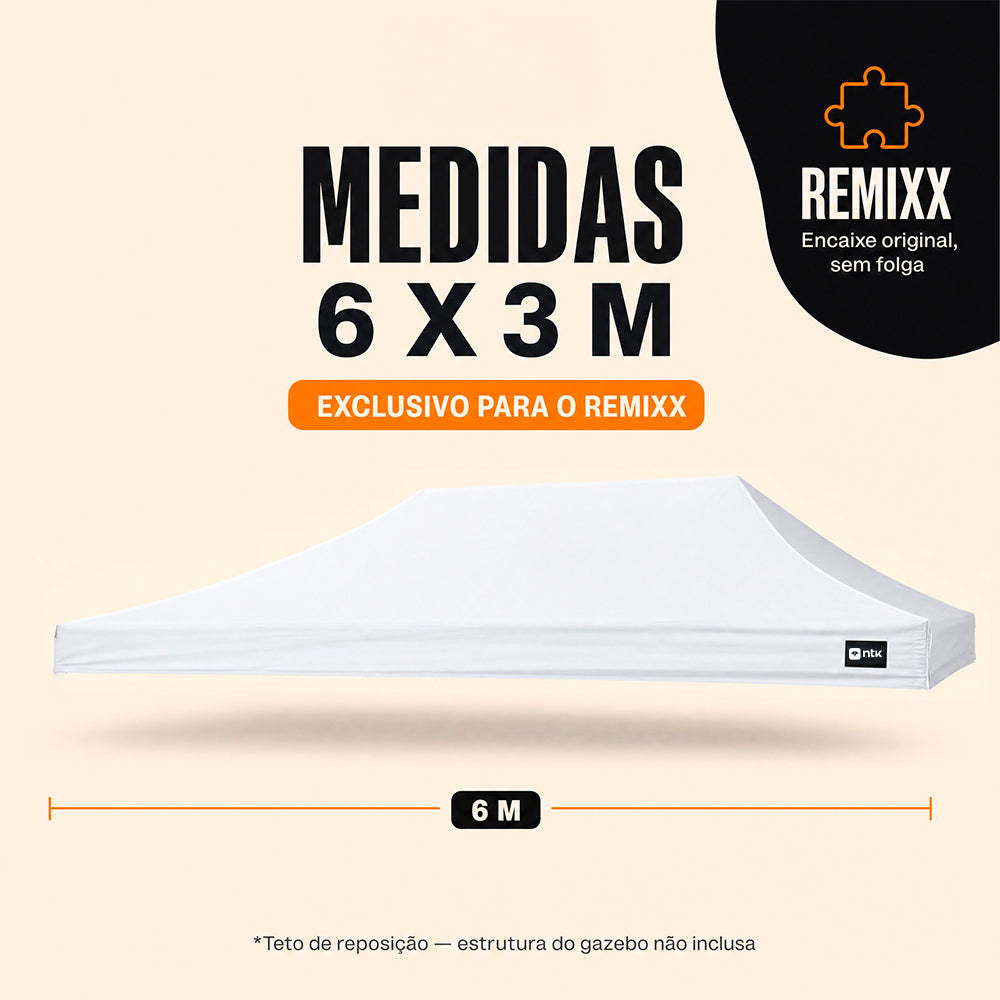 Teto para Gazebo NTK Remixx 6x3 com Proteção Solar FPS 50 e PVC
