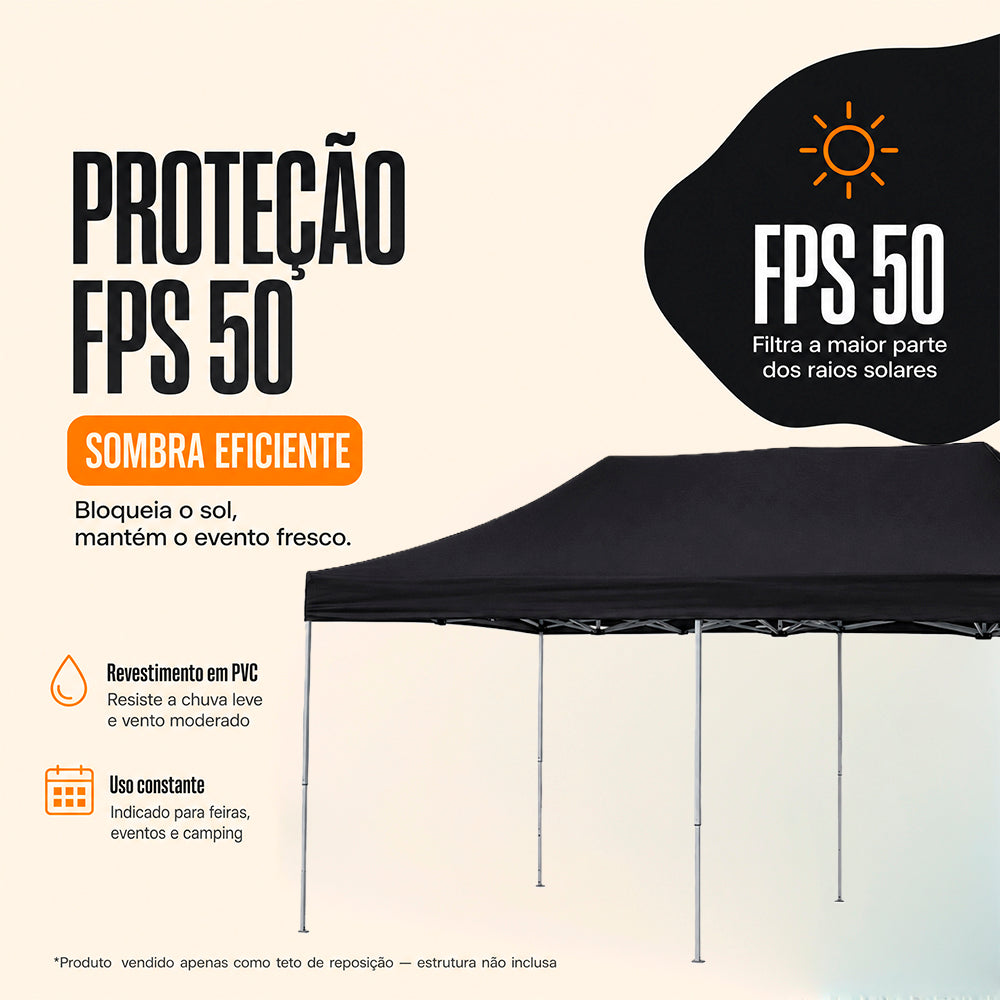 Teto para Gazebo NTK Remixx 6x3 com Proteção Solar FPS 50 e PVC