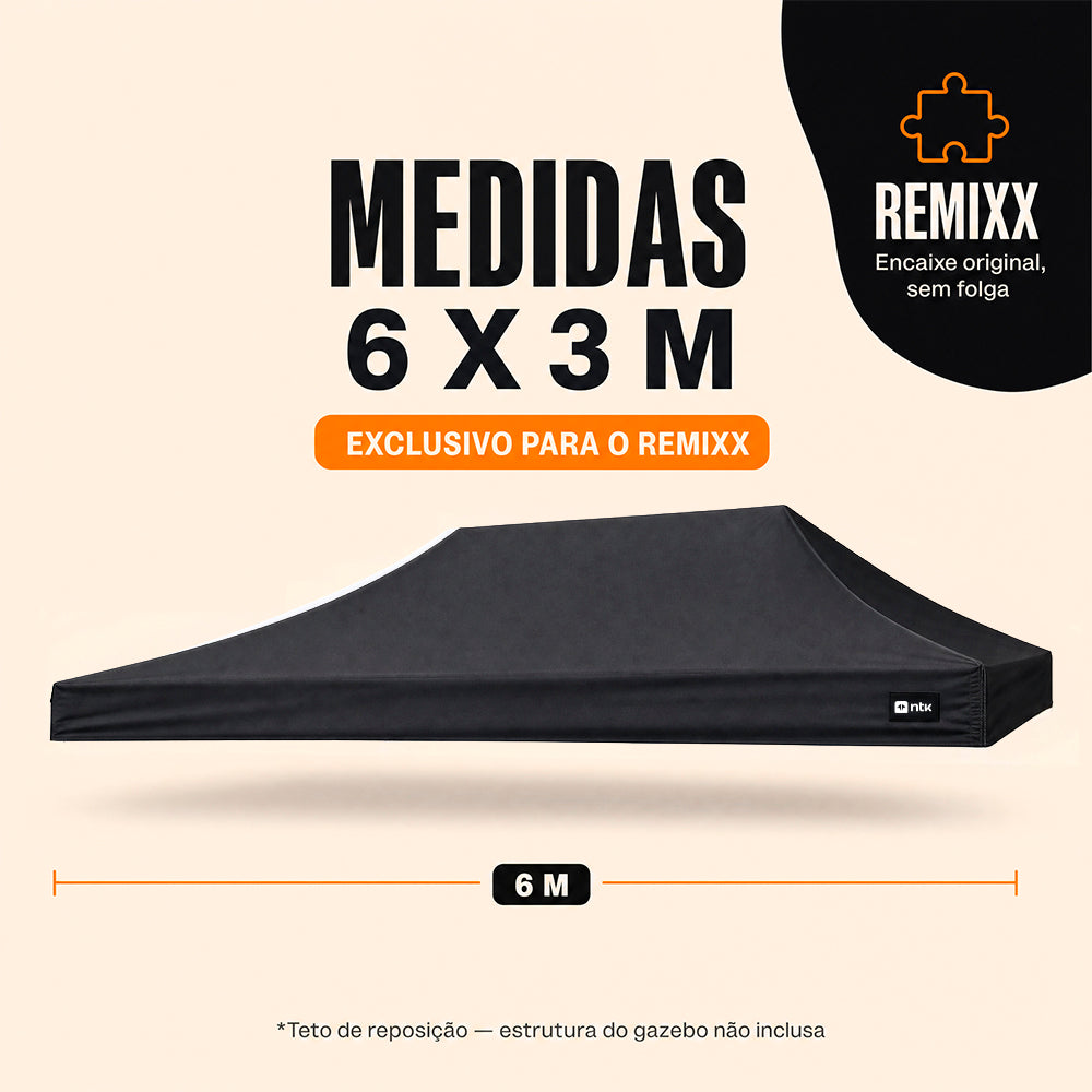 Teto para Gazebo NTK Remixx 6x3 com Proteção Solar FPS 50 e PVC
