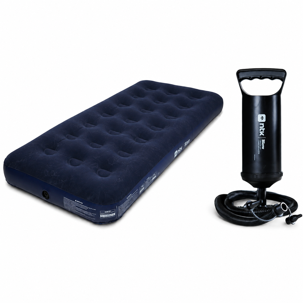 Combo Colchão Inflável Solteiro Star NTK + Inflador Manual Blow NTK