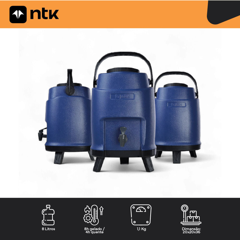Galão Térmico 8L Aqua NTK com Torneira e Pés Dobráveis