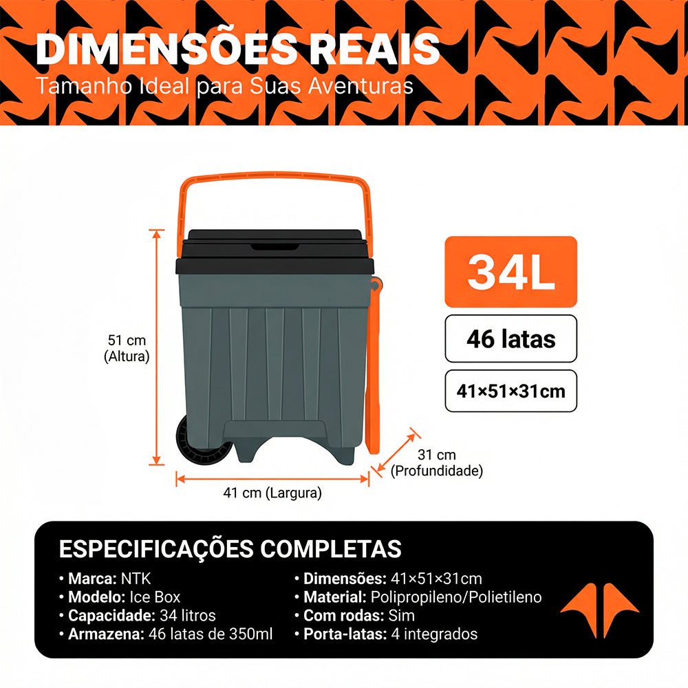 Caixa Térmica 34L NTK Ice Box com Rodas | Grupo Nautika