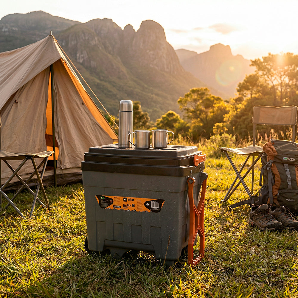 Caixa Térmica Ice Box 34 Litros NTK com Rodas, Porta Latas na Tampa