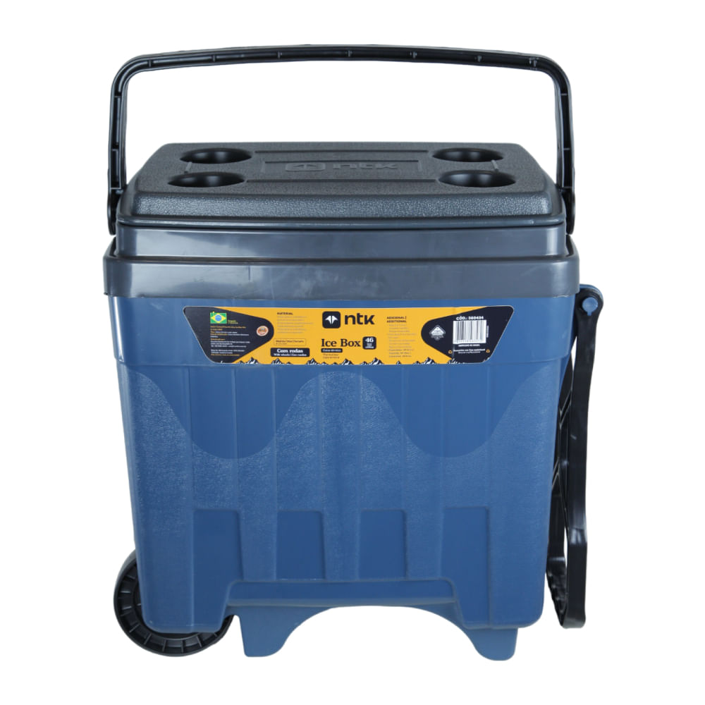 Caixa Térmica Ice Box Cooler de 34 Litros Com Rodas NTK Capacidade de 46 Latas