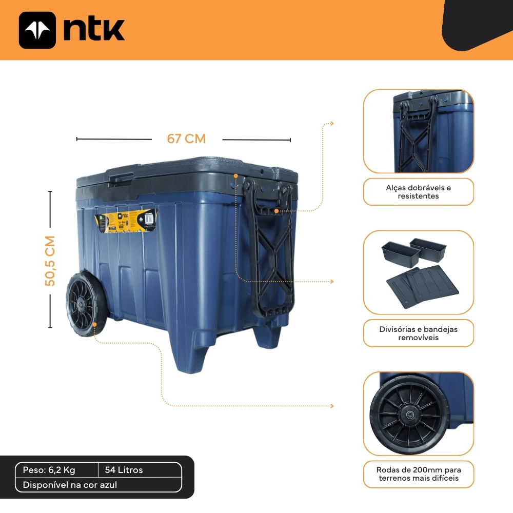 Caixa Térmica Ice Box Cross 54 Litros Polipropileno NTK