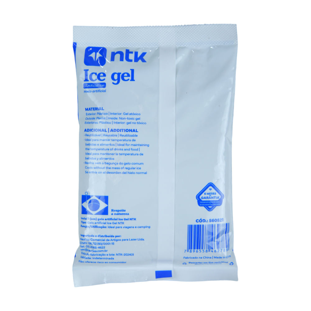 Gelo Artificial Ice Gel NTK Reutilizável em Plástico e Gel Atóxico, Caixa com 24 Unidades