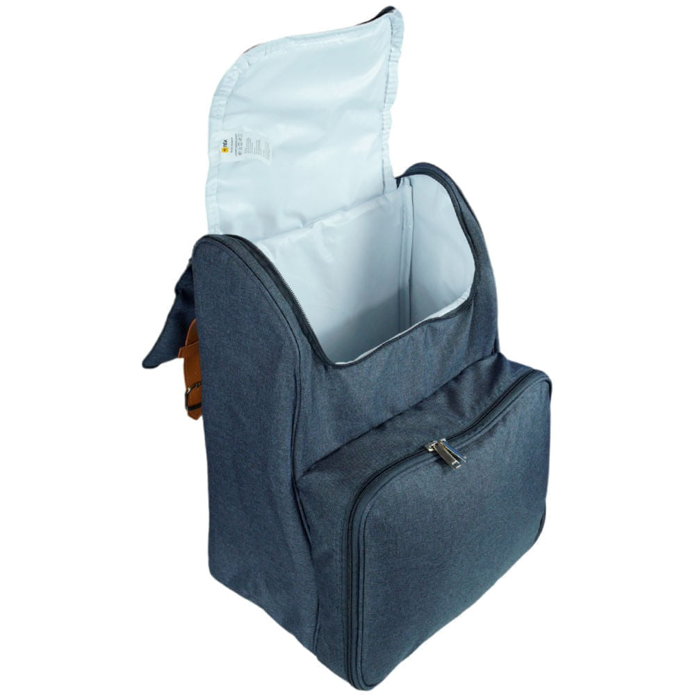 Cooler Mochila Picnic Park Kit RPET 300D com Forro PEVA 32x23x43 cm Azul NTK