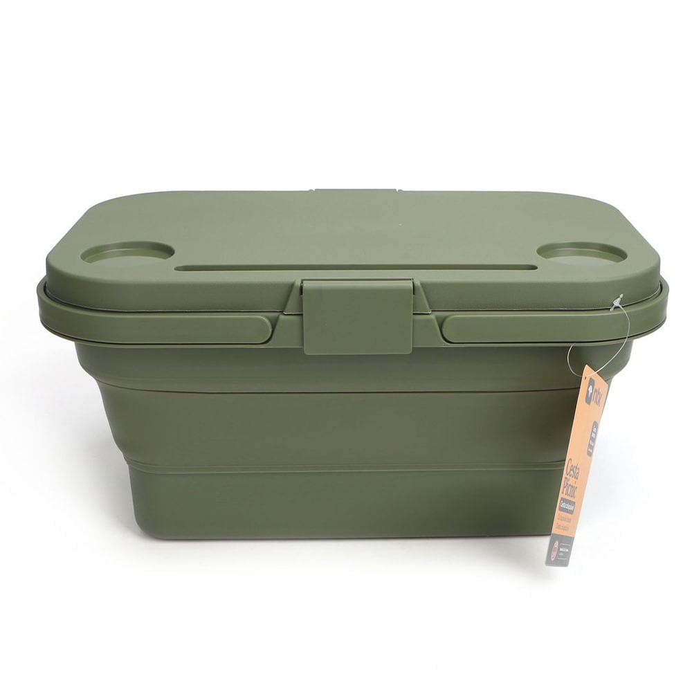 Cesta Picnic Dobrável com Mesa em Silicone Verde NTK