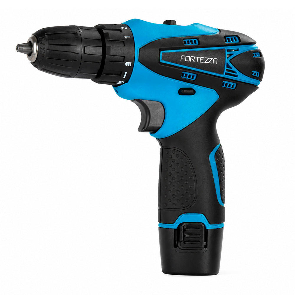 Maleta com parafusadeira e furadeira 12V com 2 baterias Fortezza