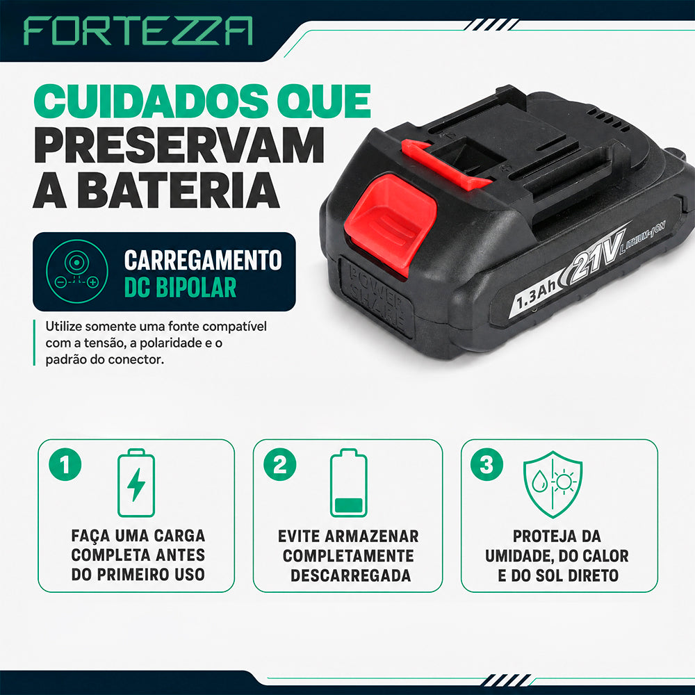 Bateria Recarregável Fortezza 21V G 1,3Ah Li-Ion