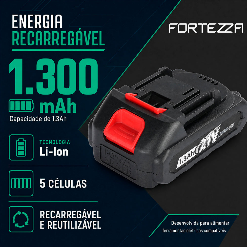 Bateria Recarregável Fortezza 21V G 1,3Ah Li-Ion