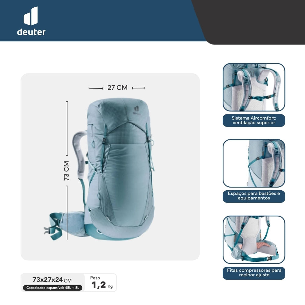 Mochila para Trekking Aircontact Ultra 45+5 SL Deuter
