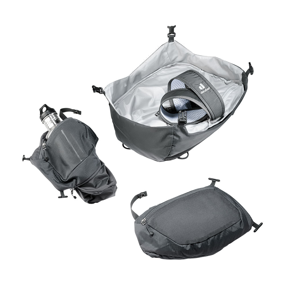 Mochila para Trekking 65+10L Aircontact Pro Deuter com Capa de Chuva, Bolsos Expansíveis e Compartimento de Hidratação