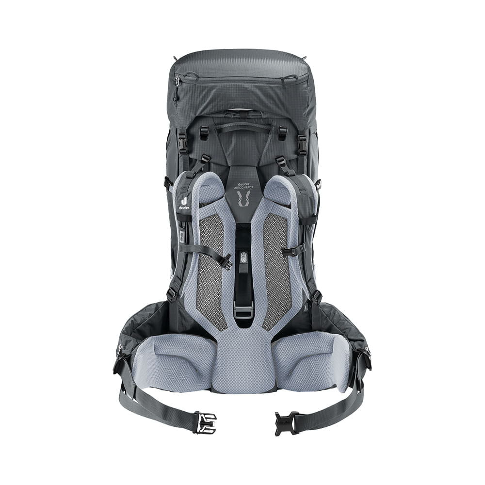 Mochila para Trekking 65+10L Aircontact Pro Deuter com Capa de Chuva, Bolsos Expansíveis e Compartimento de Hidratação