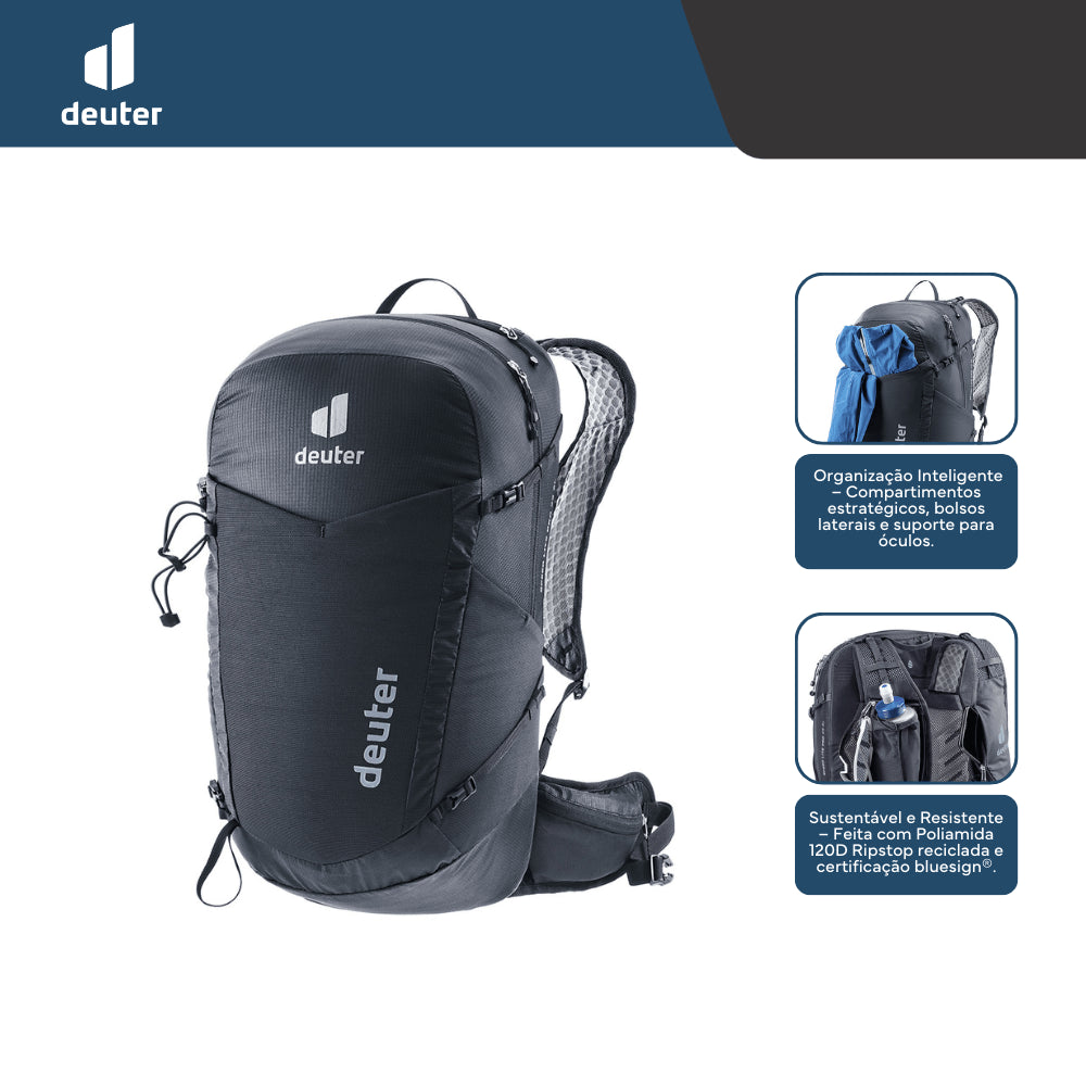 Mochila para Hiking 23L Speed Lite Pro Deuter com Compartimento para Hidratação e Suporte para Bastão