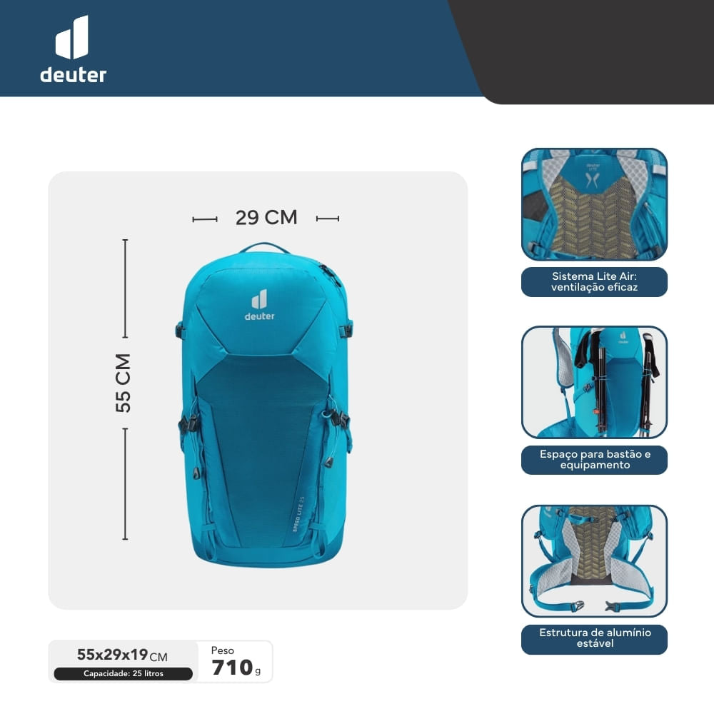 Mochila de Hiking Speed Lite 25L Multiesportiva com Sistema de Hidratação Deuter