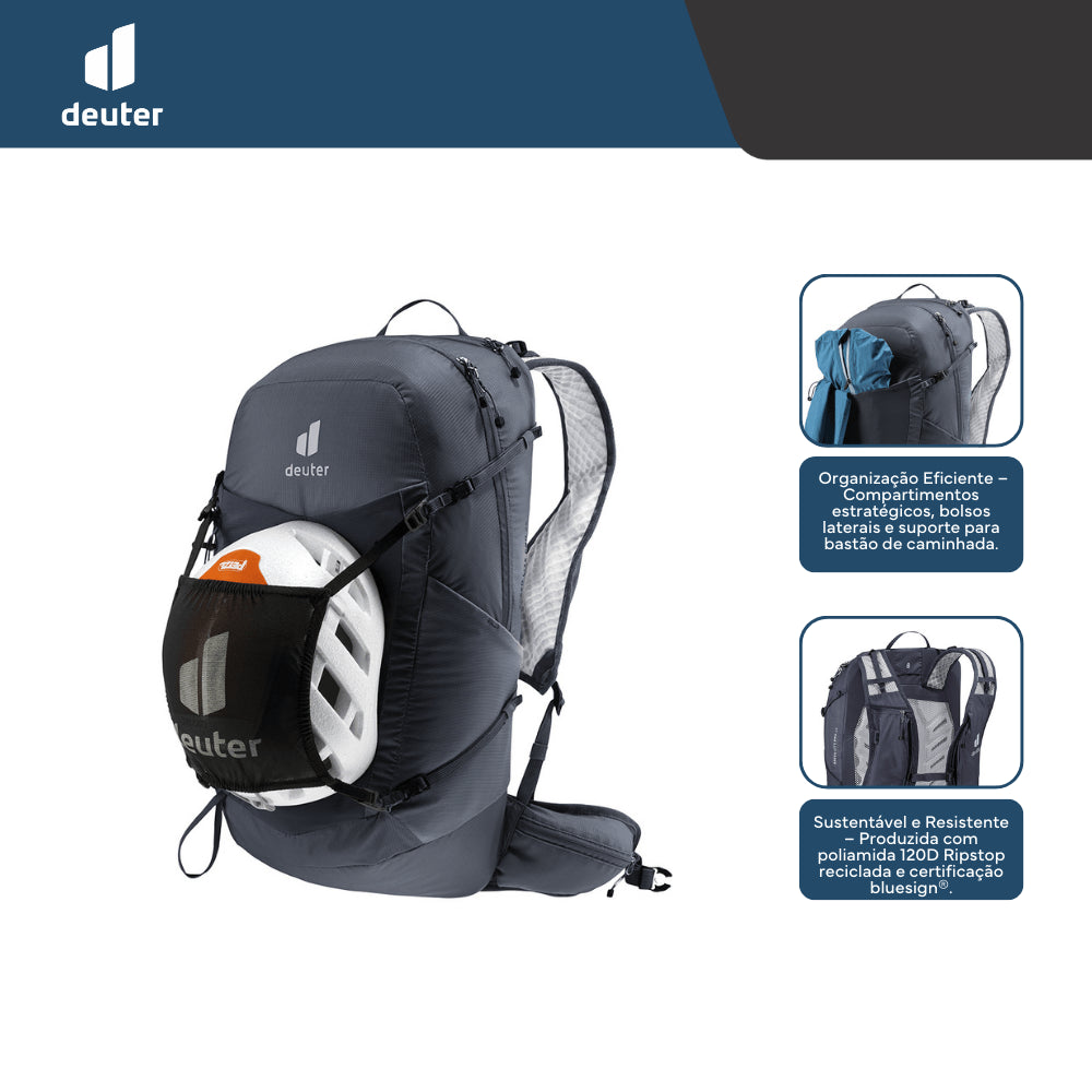 Mochila para Hiking 25L Speed Lite Pro Deuter com Compartimento para Hidratação e Suporte para Bastão de Caminhada